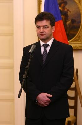 Miroslav Lajcak Budapesten-stock-foto