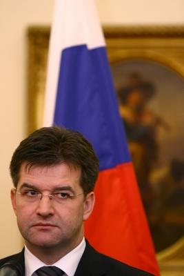 Miroslav Lajcak Budapesten-stock-foto