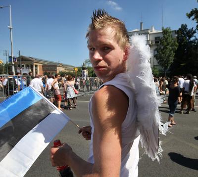 Melegfelvonulás az Andrássy úton-stock-foto