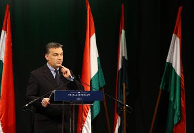 Orbán Viktor évértékelő beszéde-stock-foto