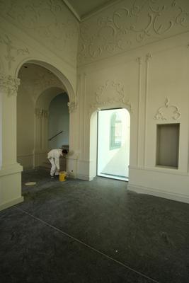 Építkezés a Rácz Fürdőnél-stock-foto