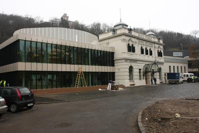 Építkezés a Rácz Fürdőnél-stock-foto