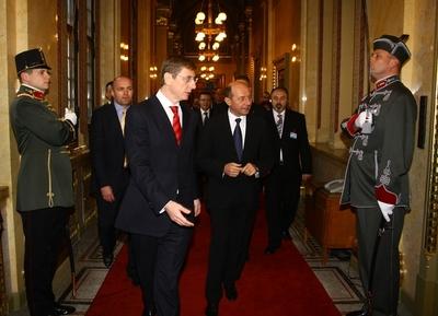 Hazánkba látogatott Traian Basescu román elnök-stock-foto