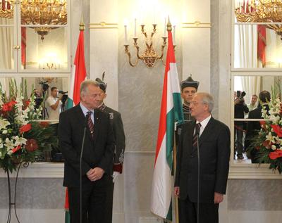 Sólyom László és Schmitt Pál találkozója-stock-foto