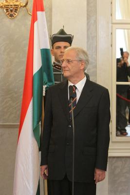 Sólyom László és Schmitt Pál találkozója-stock-foto