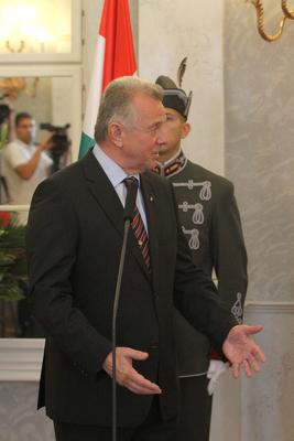 Sólyom László és Schmitt Pál találkozója-stock-foto