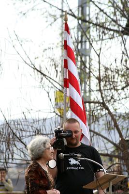 Tüntetés és ellentüntetés az Újlipótvárosban-stock-foto