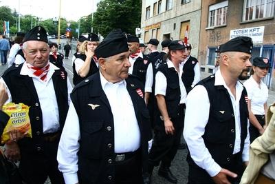 Erődemonstráció egy turulért-stock-foto
