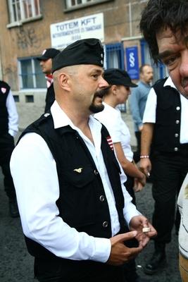 Erődemonstráció egy turulért-stock-foto