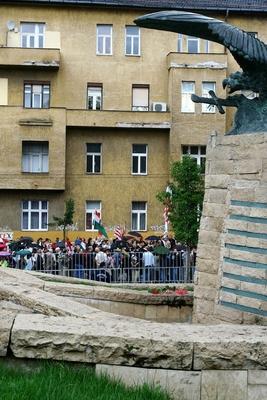 Erődemonstráció egy turulért-stock-foto