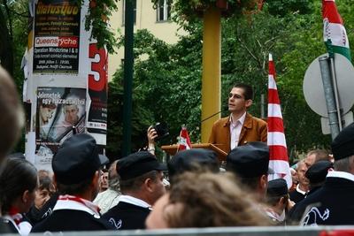 Erődemonstráció egy turulért-stock-foto