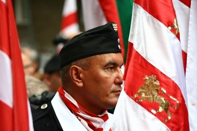 Erődemonstráció egy turulért-stock-foto