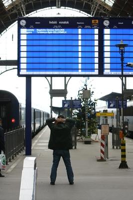 Vasutassztrájk Budapesten-stock-foto