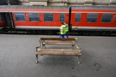 Vasutassztrájk Budapesten-stock-foto