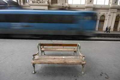 Vasutassztrájk Budapesten-stock-foto