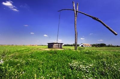 Gémeskút a Hortobágyon-stock-foto