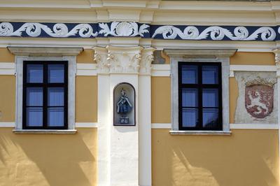 Kőszeg, a Lada-ház a Jurisics téren-stock-foto