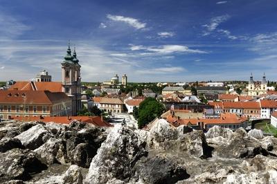 Eger látképe a várból-stock-foto