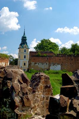 Szécsény vára és a városfal-stock-foto