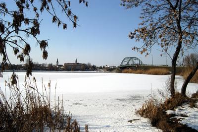 Ráckeve téli látképe a Dunával-stock-photo