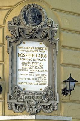 Cegléd, Kossuth emléktábla-stock-foto