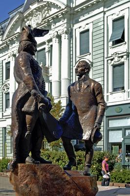 Nyíregyháza, a Városalapító atyák szobra-stock-foto