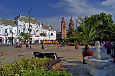 Nyíregyháza felújított belvárosa-stock-foto