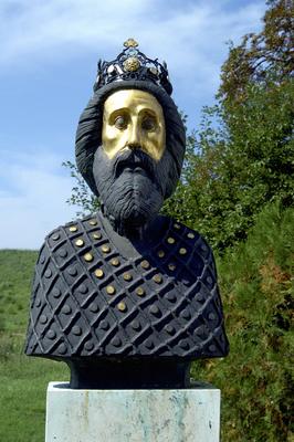 Szabolcs, Szent László szobra-stock-foto