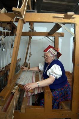 Hollókő, Szövőműhely-stock-foto
