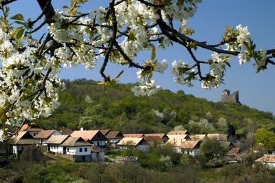 Hollókő, az Ófalu és a Hollókői vár-stock-foto