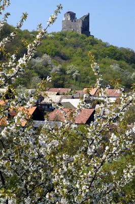 Hollókő, az Ófalu és a Hollókői vár-stock-foto