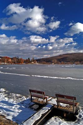 A Bánki tó télen-stock-foto