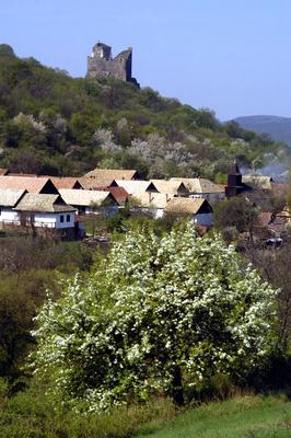 Hollókő, az Ófalu és a Hollókői vár-stock-foto