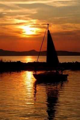 Naplemente a Balatonon-stock-foto