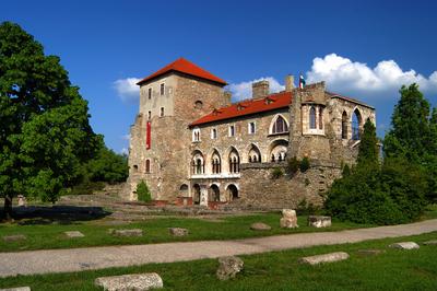 A Tatai vár az Öreg-tó partján-stock-foto