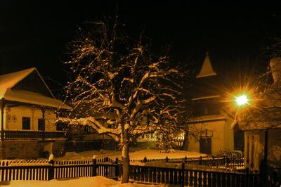 Hollókő, az Ófalu védett falurész télen-stock-foto