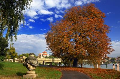 A Tatai vár az Öreg-tó partján-stock-foto