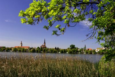 Ráckeve látképe a Dunával-stock-foto