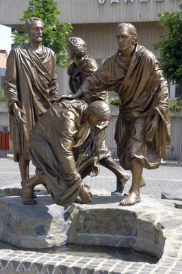 Szombathelyi polgárok szoborcsoport-stock-foto