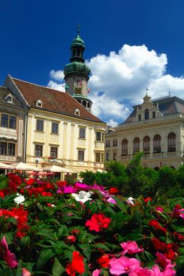 Sopron belvárosa (Fő tér)-stock-foto