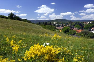 Szokolya látképe a Börzsöny hegységgel-stock-foto