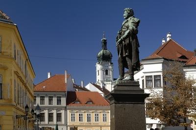 Győr, Bécsi kapu tér-stock-foto