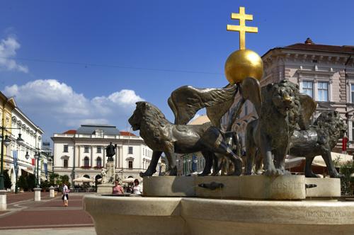 Szeged, Millenniumi díszkút-stock-foto
