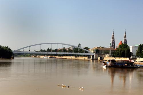 Szeged látképe a Tisza folyóval-stock-foto
