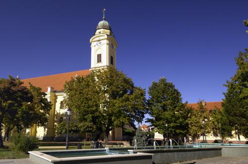 Szentes, Református nagytemplom-stock-foto