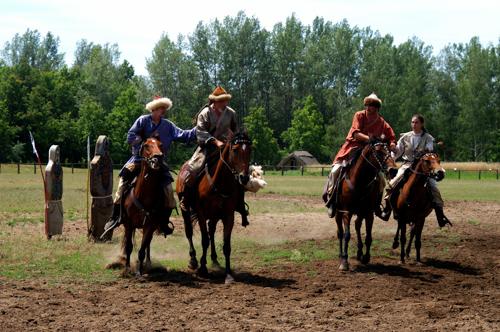 Lovasbemutató a Nemzeti Történeti Emlékparkban-stock-foto