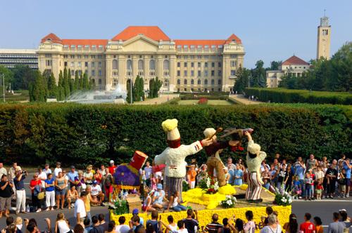 Virágkarnevál Debrecenben-stock-foto