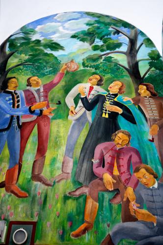 Freskók a Debreceni Református Kollégiumban-stock-foto