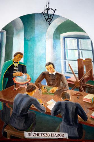 Freskók a Debreceni Református Kollégiumban-stock-foto