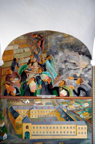 Freskók a Debreceni Református Kollégiumban-stock-foto